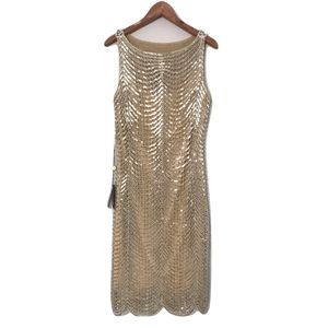NWT Tadashi Shoji Sequin Gold Evening Dress